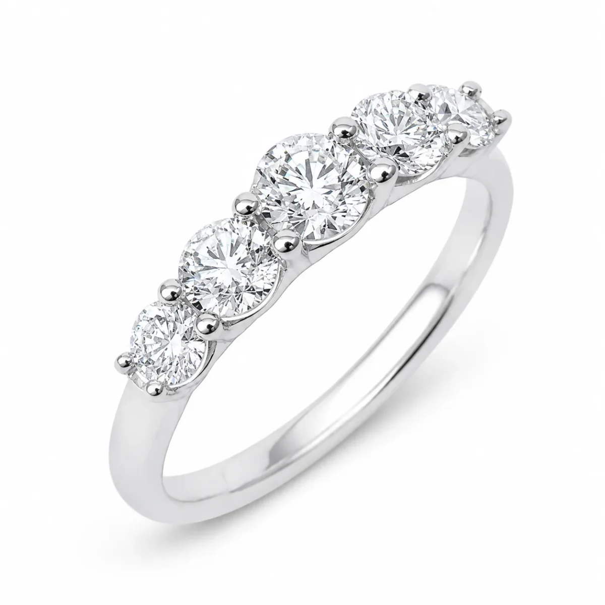 9ct White Gold Lab Grown Diamond Five Stone Ring 1.01ct TDW - AURG3158