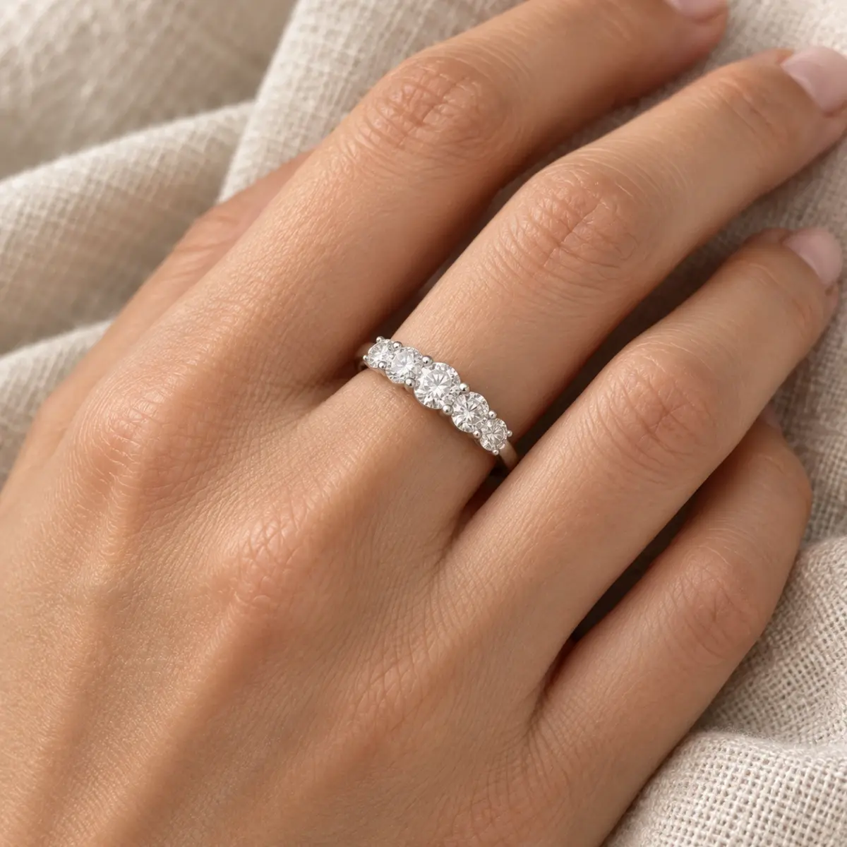 9ct White Gold Lab Grown Diamond Five Stone Ring 1.01ct TDW - AURG3158