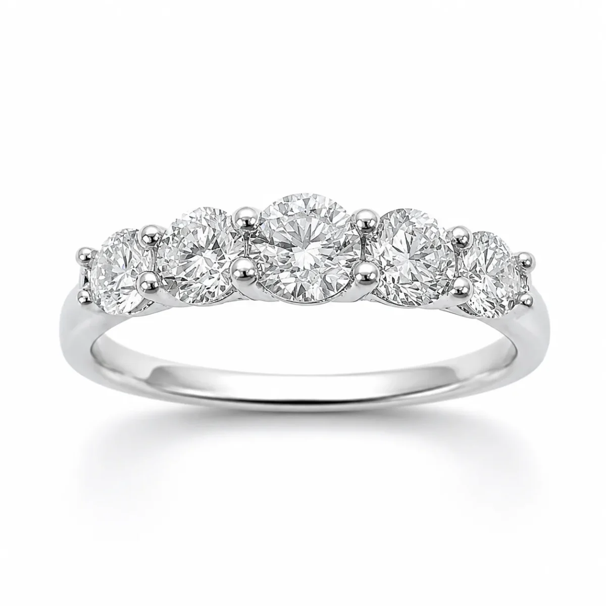 9ct White Gold Lab Grown Diamond Five Stone Ring 1.01ct TDW - AURG3158