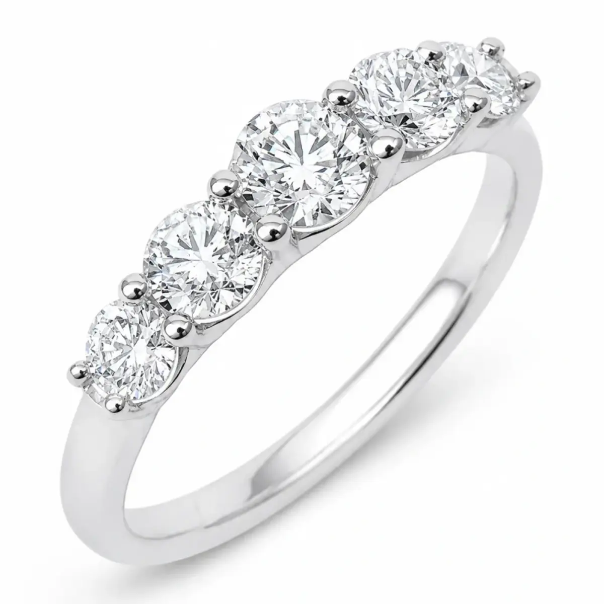 9ct White Gold Lab Grown Diamond Five Stone Ring 1.01ct TDW - AURG3158