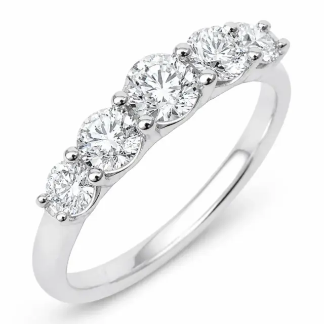 9ct White Gold Lab Grown Diamond Five Stone Ring 1.01ct TDW - AURG3158