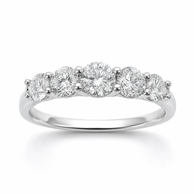 9ct White Gold Lab Grown Diamond Five Stone Ring 1.01ct TDW - AURG3158