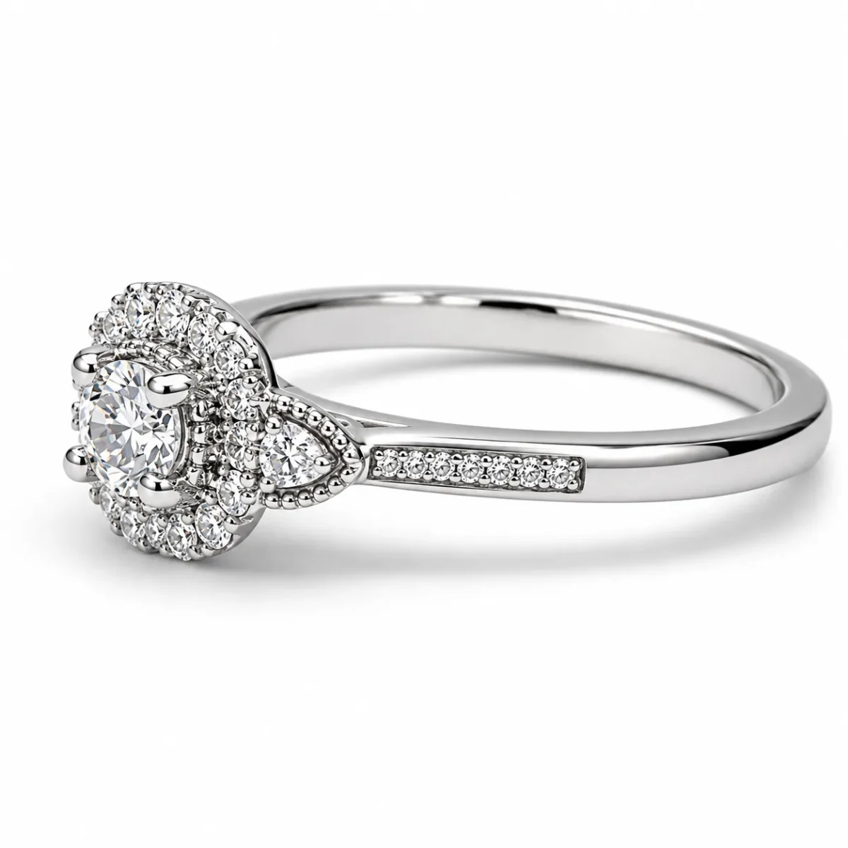 9ct White Gold Lab Grown Diamond Halo Ring 0.36ct TDW E/F VS - AURG4052