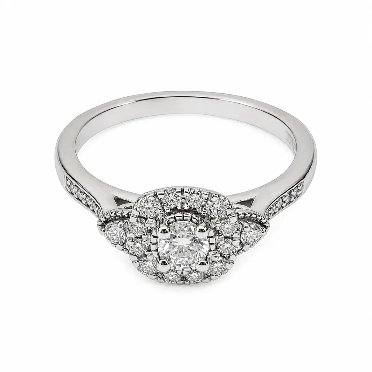 9ct White Gold Lab Grown Diamond Halo Ring 0.36ct TDW E/F VS - AURG4052