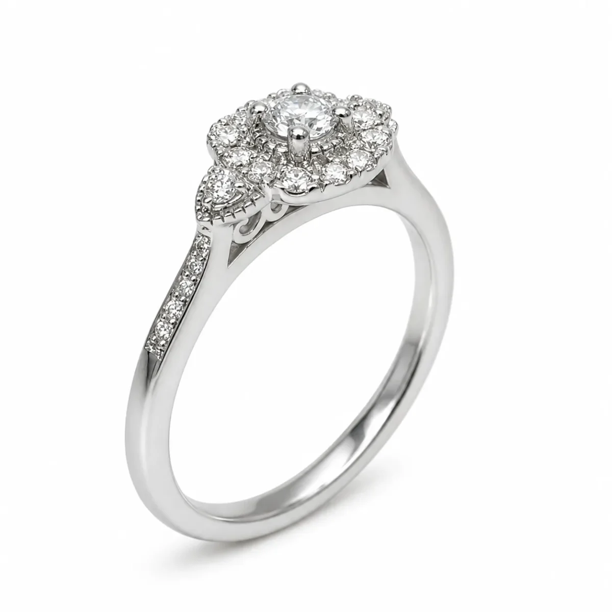 9ct White Gold Lab Grown Diamond Halo Ring 0.36ct TDW E/F VS - AURG4052