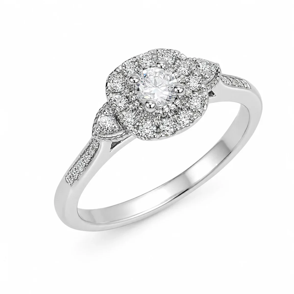 9ct White Gold Lab Grown Diamond Halo Ring 0.36ct TDW E/F VS - AURG4052