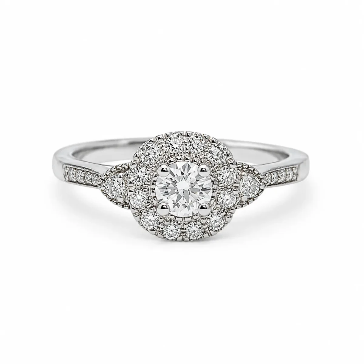 9ct White Gold Lab Grown Diamond Halo Ring 0.36ct TDW E/F VS - AURG4052
