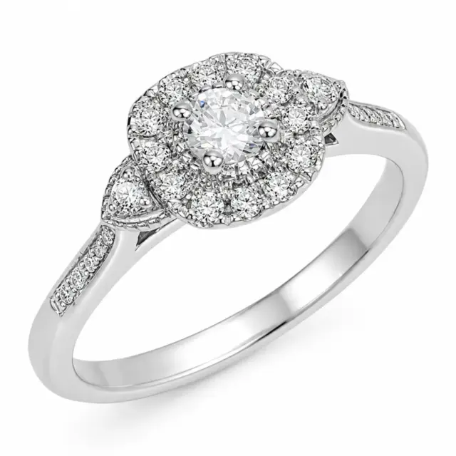 9ct White Gold Lab Grown Diamond Halo Ring 0.36ct TDW E/F VS - AURG4052