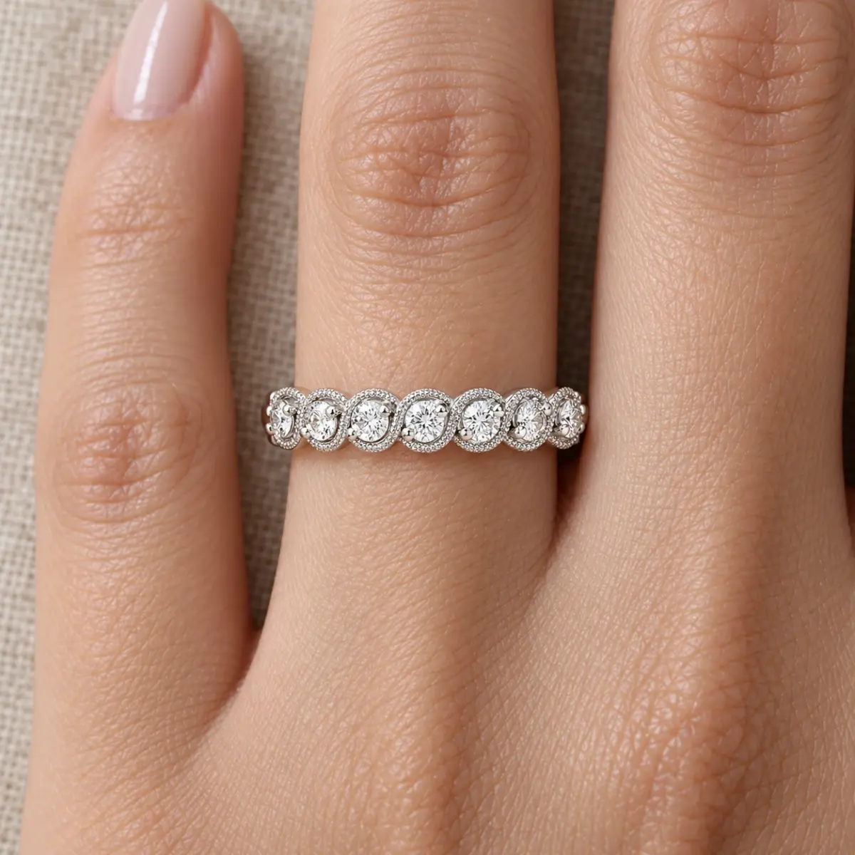 9ct White Gold Lab Grown Diamond Seven Stone Ring 0.25ct TDW - AURG3175