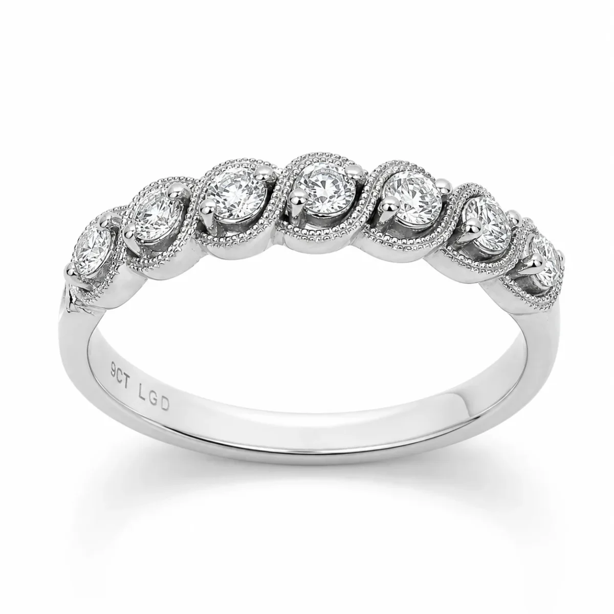 9ct White Gold Lab Grown Diamond Seven Stone Ring 0.25ct TDW - AURG3175