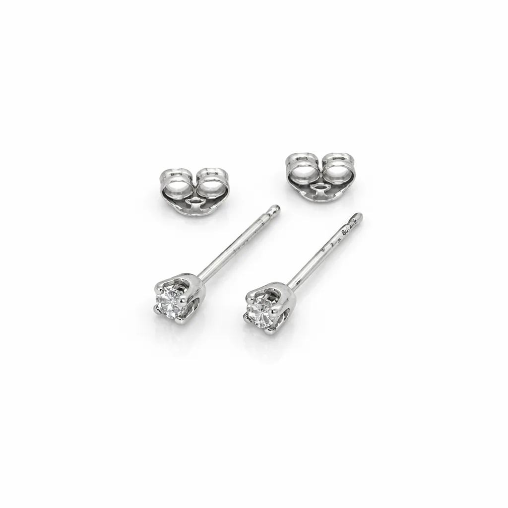 9ct White Gold Lab Grown Diamond Stud Earrings 0.10ct Total, D–F Colour VS Clarity, 4 Claw Setting - 9WDS10