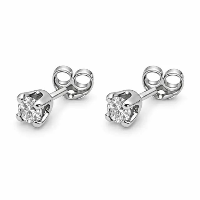 9ct White Gold Lab Grown Diamond Stud Earrings 0.10ct Total, D–F Colour VS Clarity, 4 Claw Setting - 9WDS10