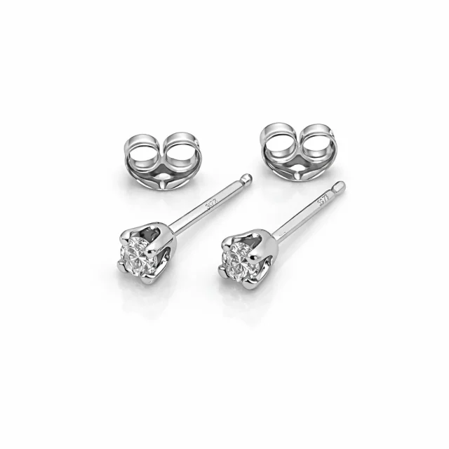 9ct White Gold Lab Grown Diamond Stud Earrings 0.10ct Total, D–F Colour VS Clarity, 4 Claw Setting - 9WDS10