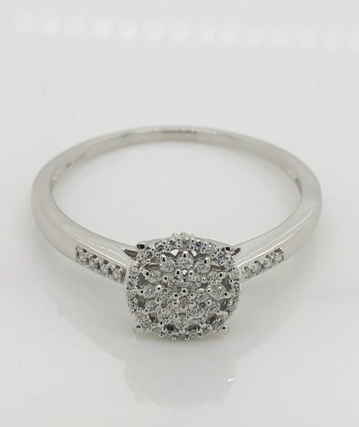 9ct White Gold Ladies Diamond Cluster Ring- TDW 0.25ct