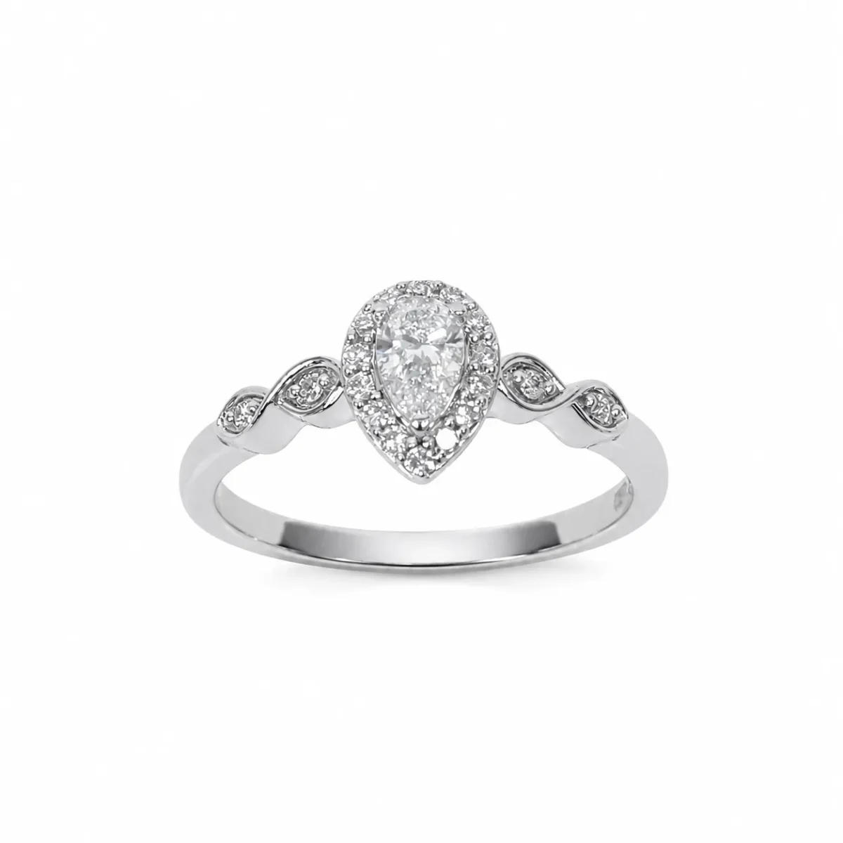 9ct White Gold Pear Halo Lab-Grown Diamond Ring – 0.36ct TDW E/F VS - AURG40559WG