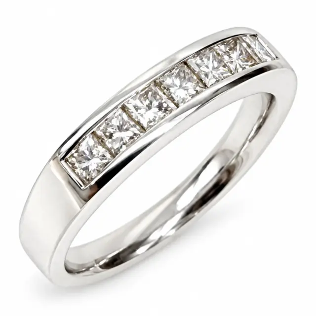 9ct White Gold Princess Cut 0.50ct Diamond Wedding Band - CYR2781