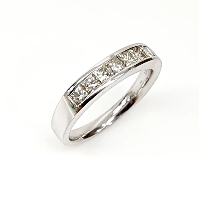 9ct White Gold Princess Cut 0.50ct Diamond Wedding Band - CYR2781