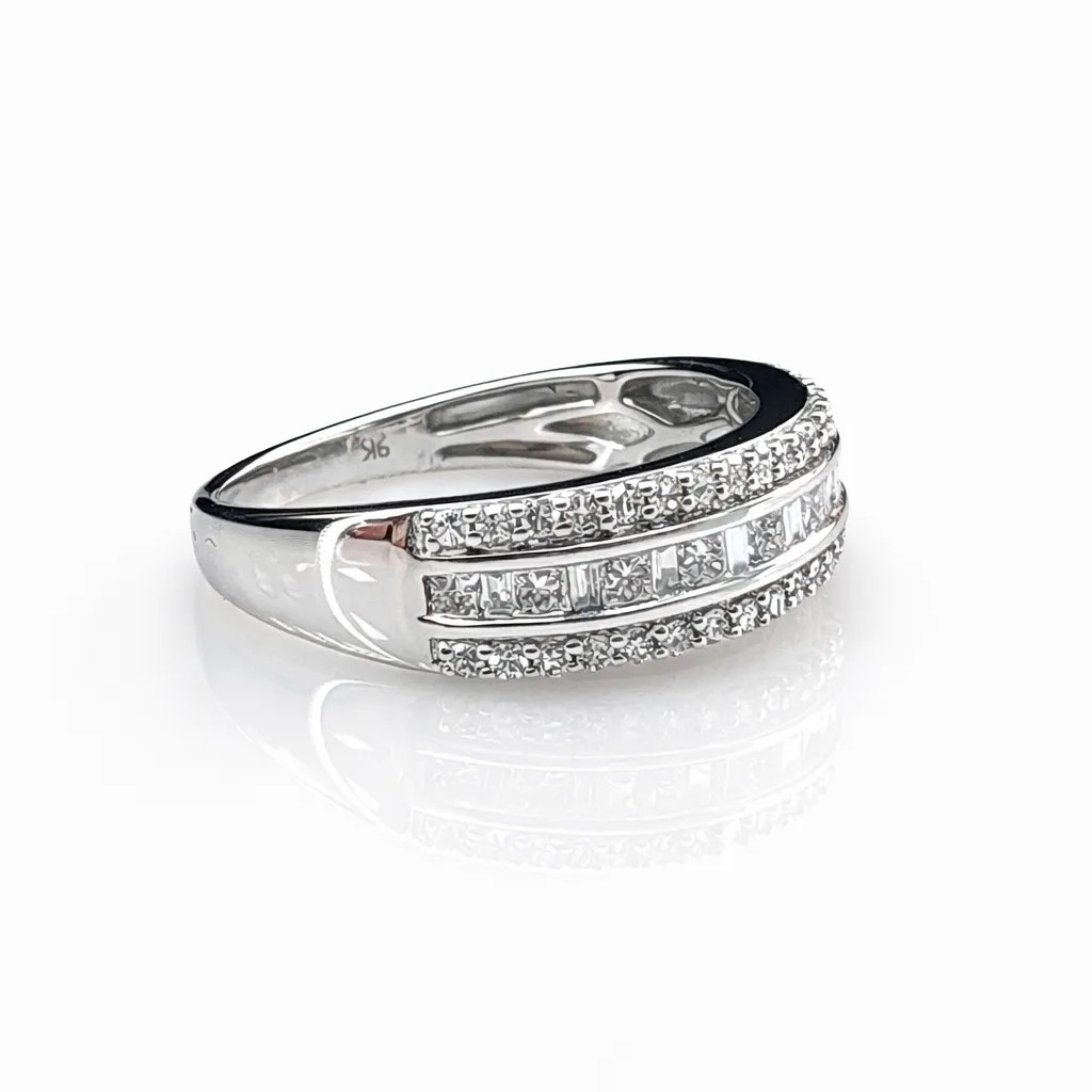 9ct White Gold Triple-Row Natural Diamond Band 0.62ct TDW - R43670