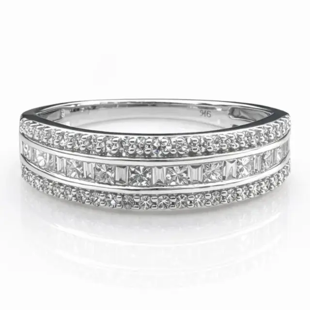9ct White Gold Triple-Row Natural Diamond Band 0.62ct TDW - R43670