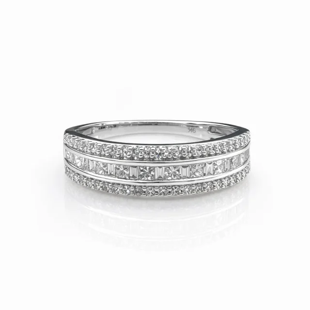 9ct White Gold Triple-Row Natural Diamond Band 0.62ct TDW - R43670