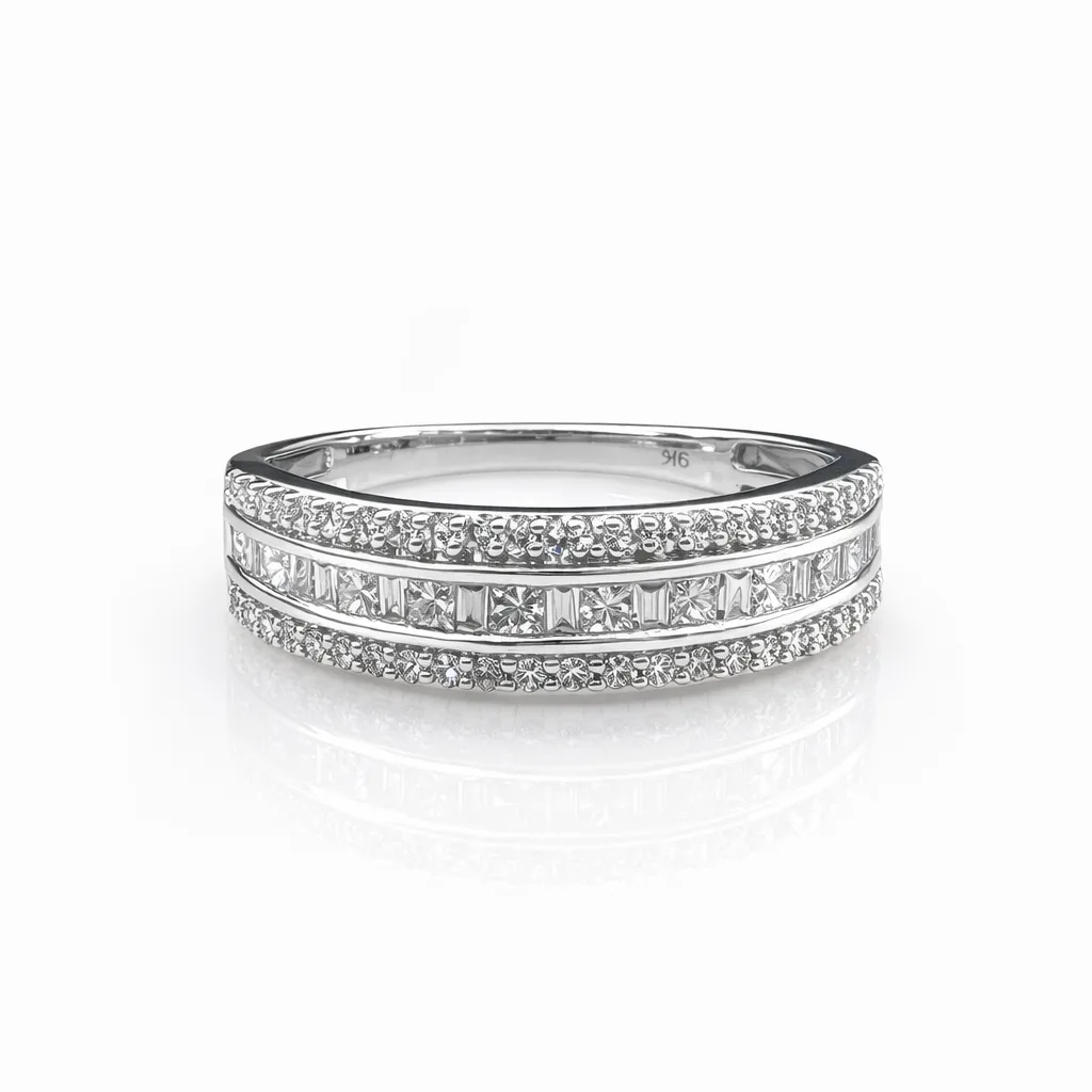 9ct White Gold Triple-Row Natural Diamond Band 0.62ct TDW - R43670