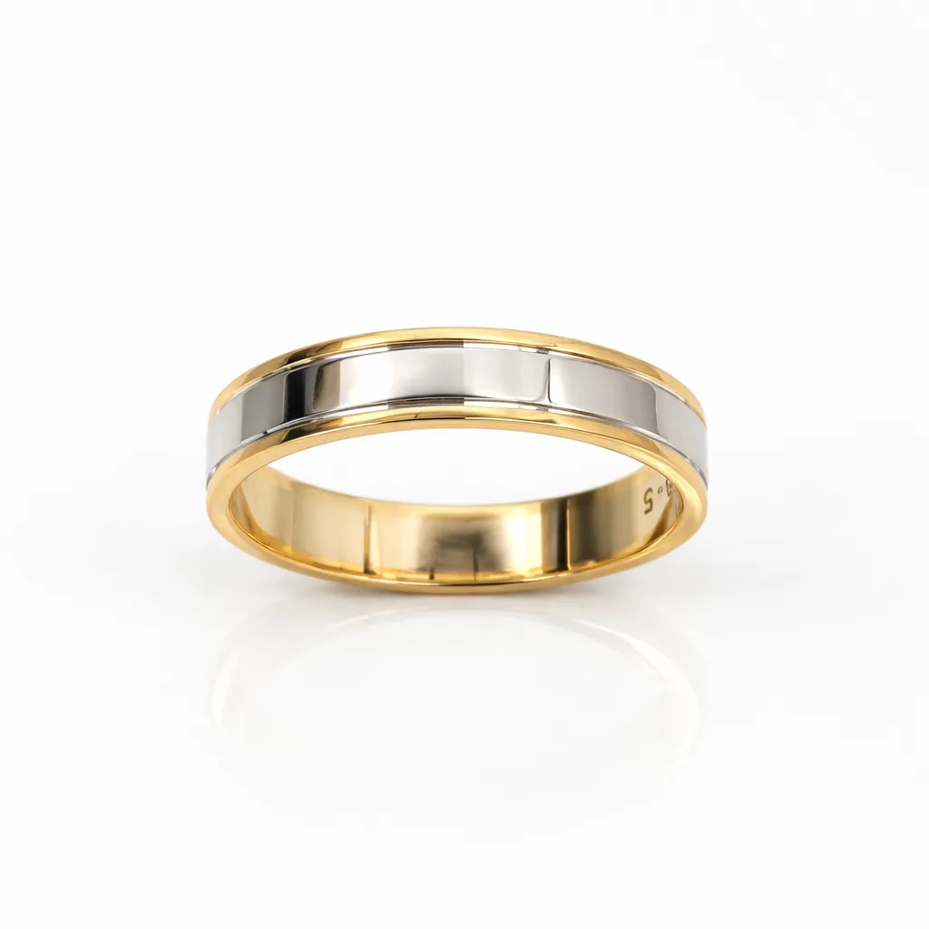 9ct Yellow & White Gold Gents Ring – 5mm Two Tone Wedding Band - 2T1265BB/5