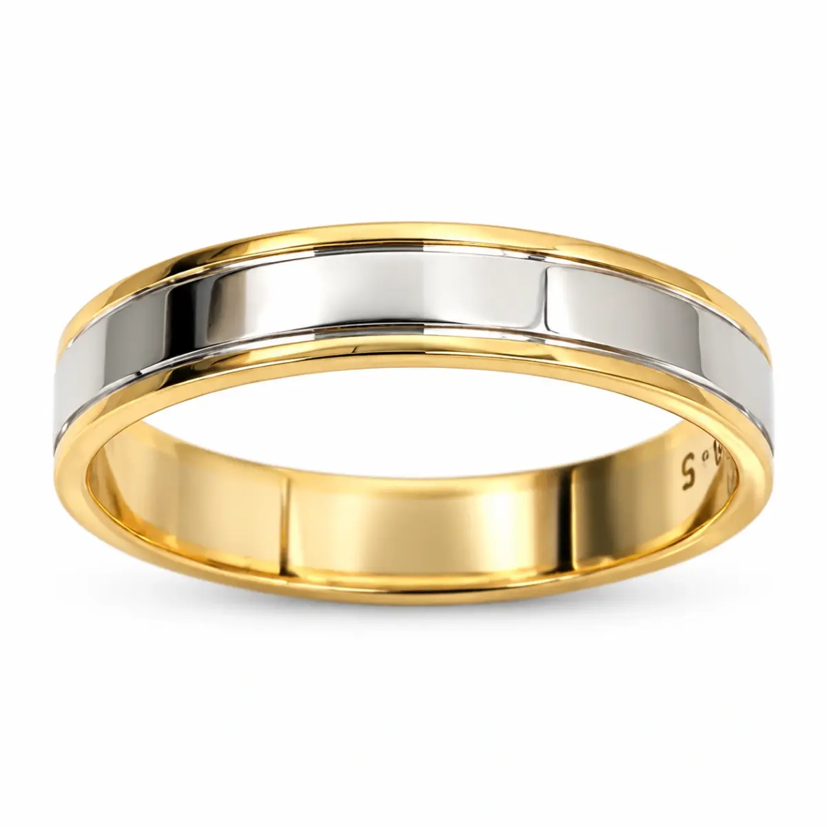 9ct Yellow & White Gold Gents Ring – 5mm Two Tone Wedding Band - 2T1265BB/5