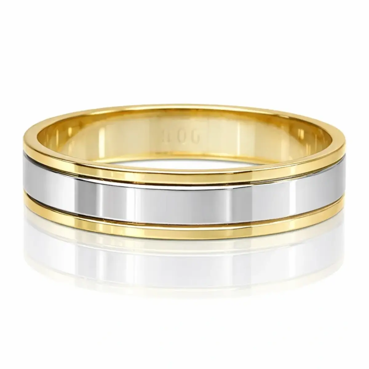 9ct Yellow & White Gold Gents Ring – 5mm Two Tone Wedding Band - 2T1265BB/5