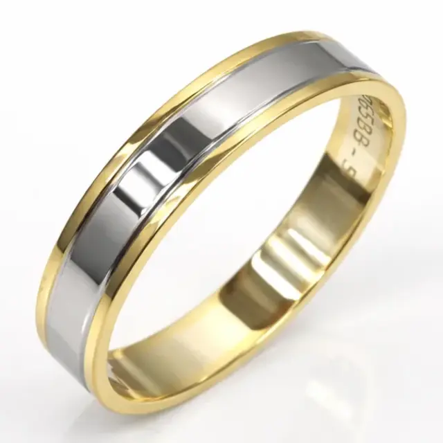 9ct Yellow & White Gold Gents Ring – 5mm Two Tone Wedding Band - 2T1265BB/5