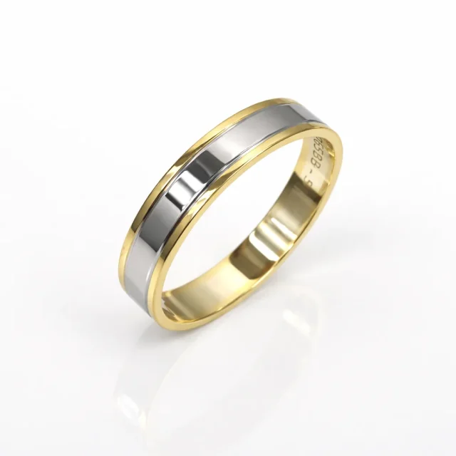 9ct Yellow & White Gold Gents Ring – 5mm Two Tone Wedding Band - 2T1265BB/5