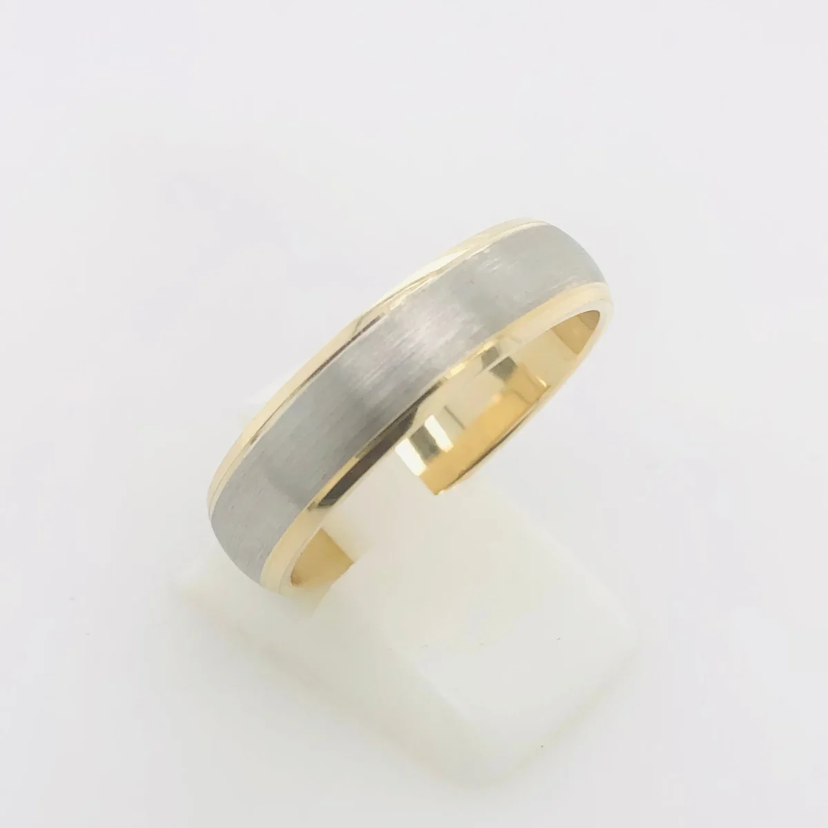 9ct Yellow & White Gold Half Round 6mm Wedding Band