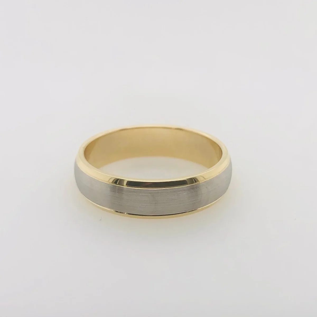 9ct Yellow & White Gold Half Round 6mm Wedding Band