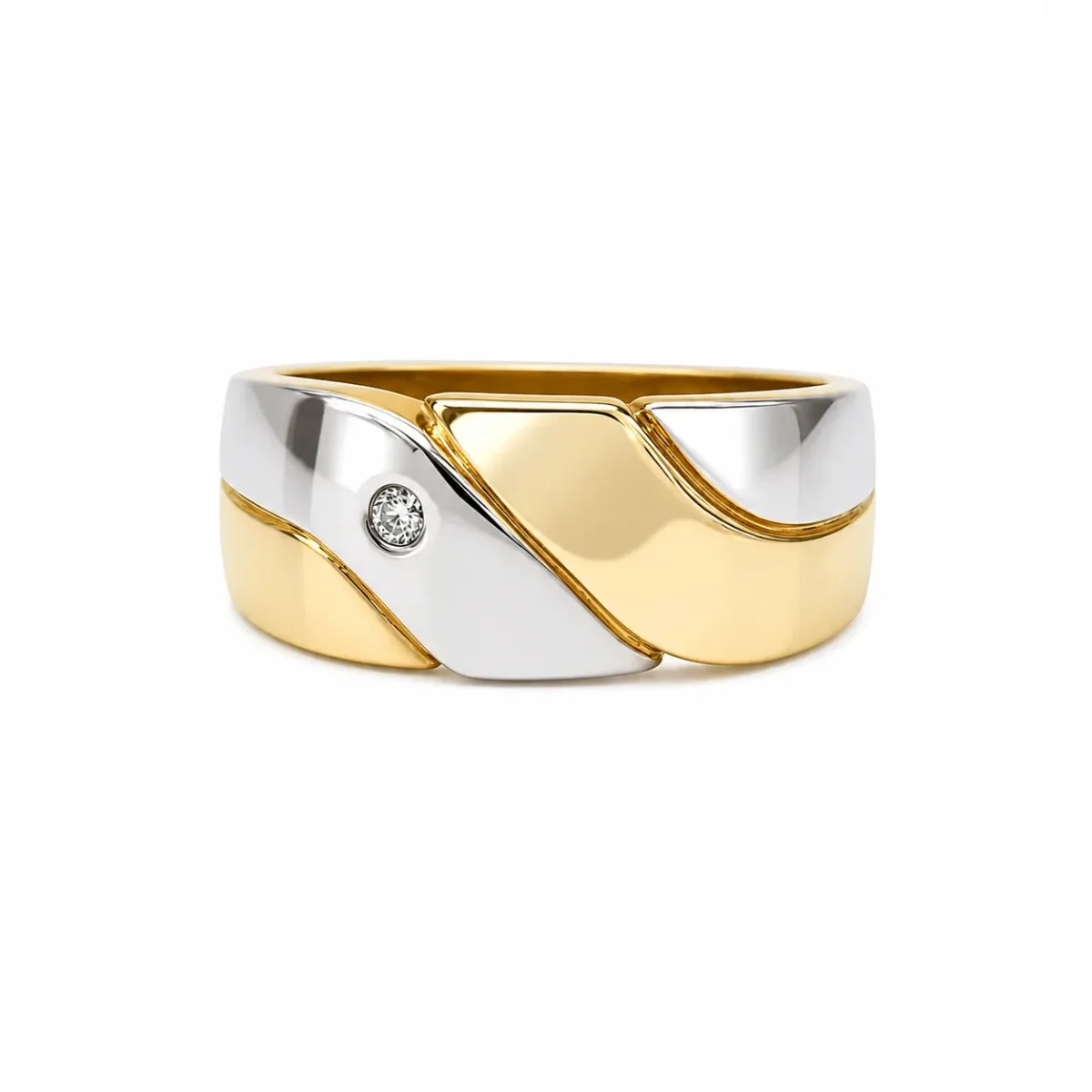 9ct Yellow & White Gold Natural Diamond Dress Ring – 0.03ct Round Diamond - 9CTD4219