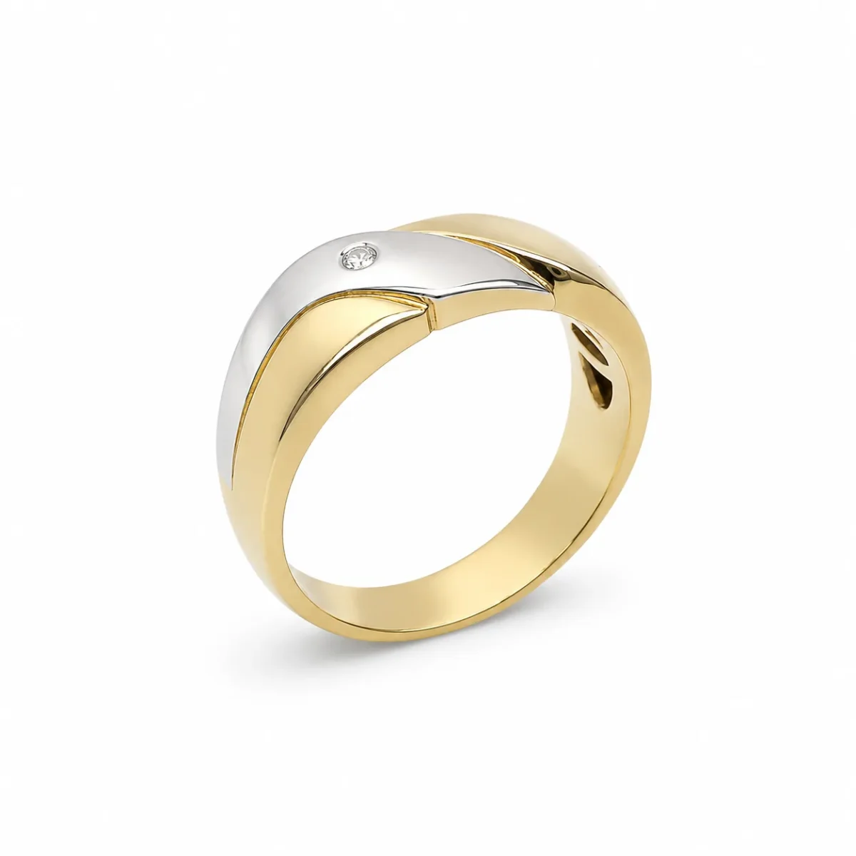 9ct Yellow & White Gold Natural Diamond Dress Ring – 0.03ct Round Diamond - 9CTD4219