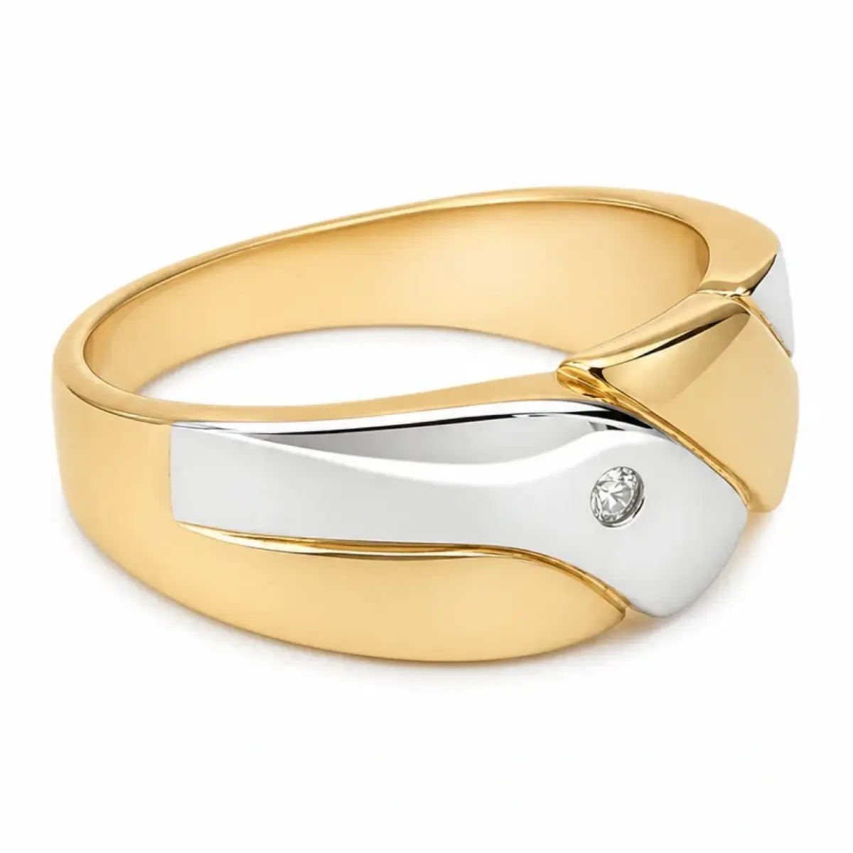 9ct Yellow & White Gold Natural Diamond Dress Ring – 0.03ct Round Diamond - 9CTD4219