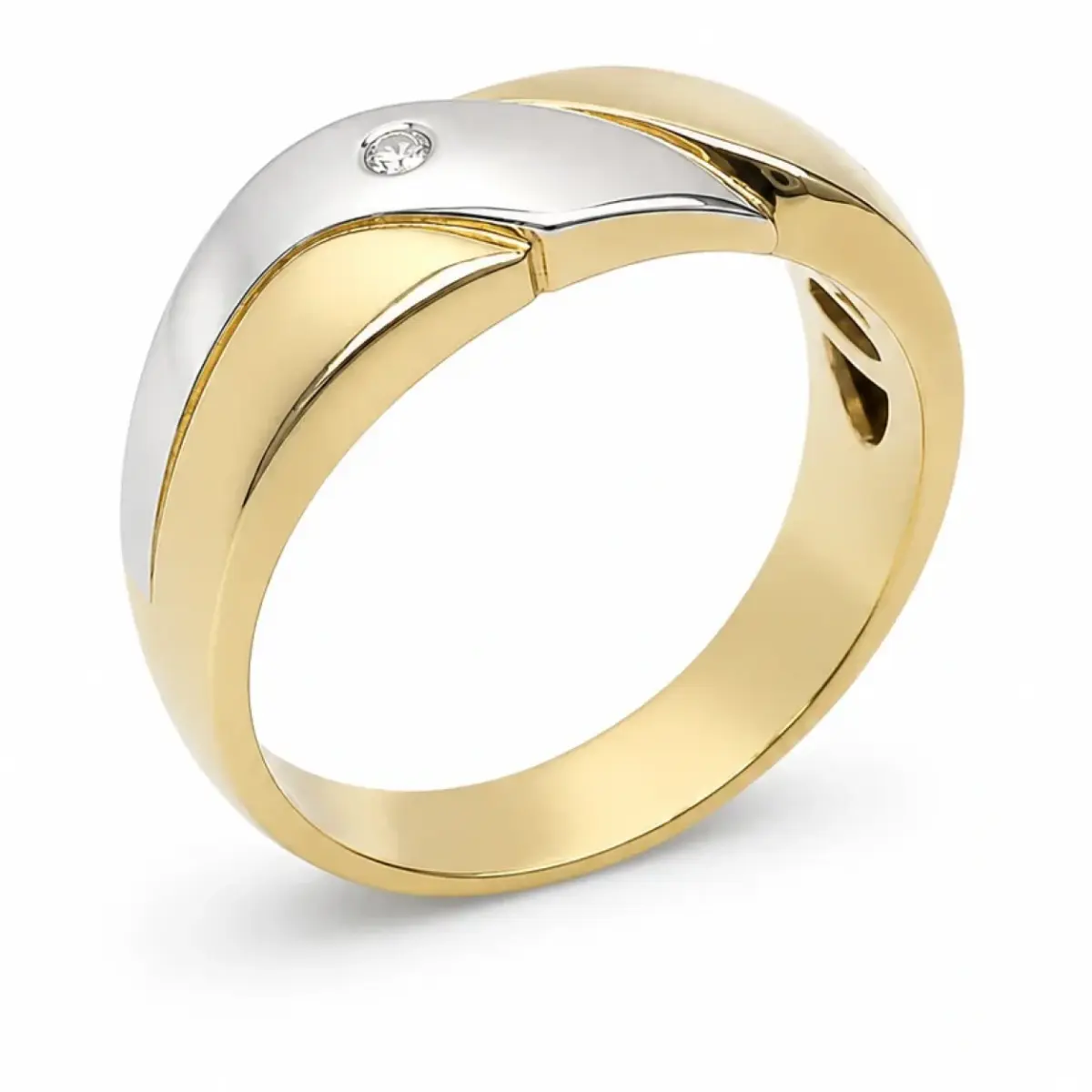 9ct Yellow & White Gold Natural Diamond Dress Ring – 0.03ct Round Diamond - 9CTD4219