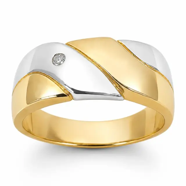9ct Yellow & White Gold Natural Diamond Dress Ring – 0.03ct Round Diamond - 9CTD4219