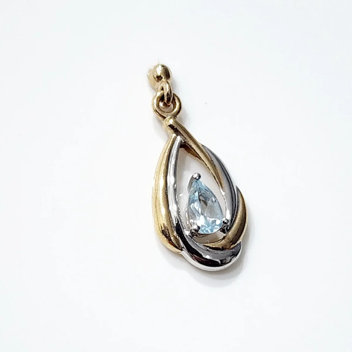 9ct Yellow & White Gold Teardrop Syn Blue Topaz Stud Earrings - 9CTTOPAZ-DDZ