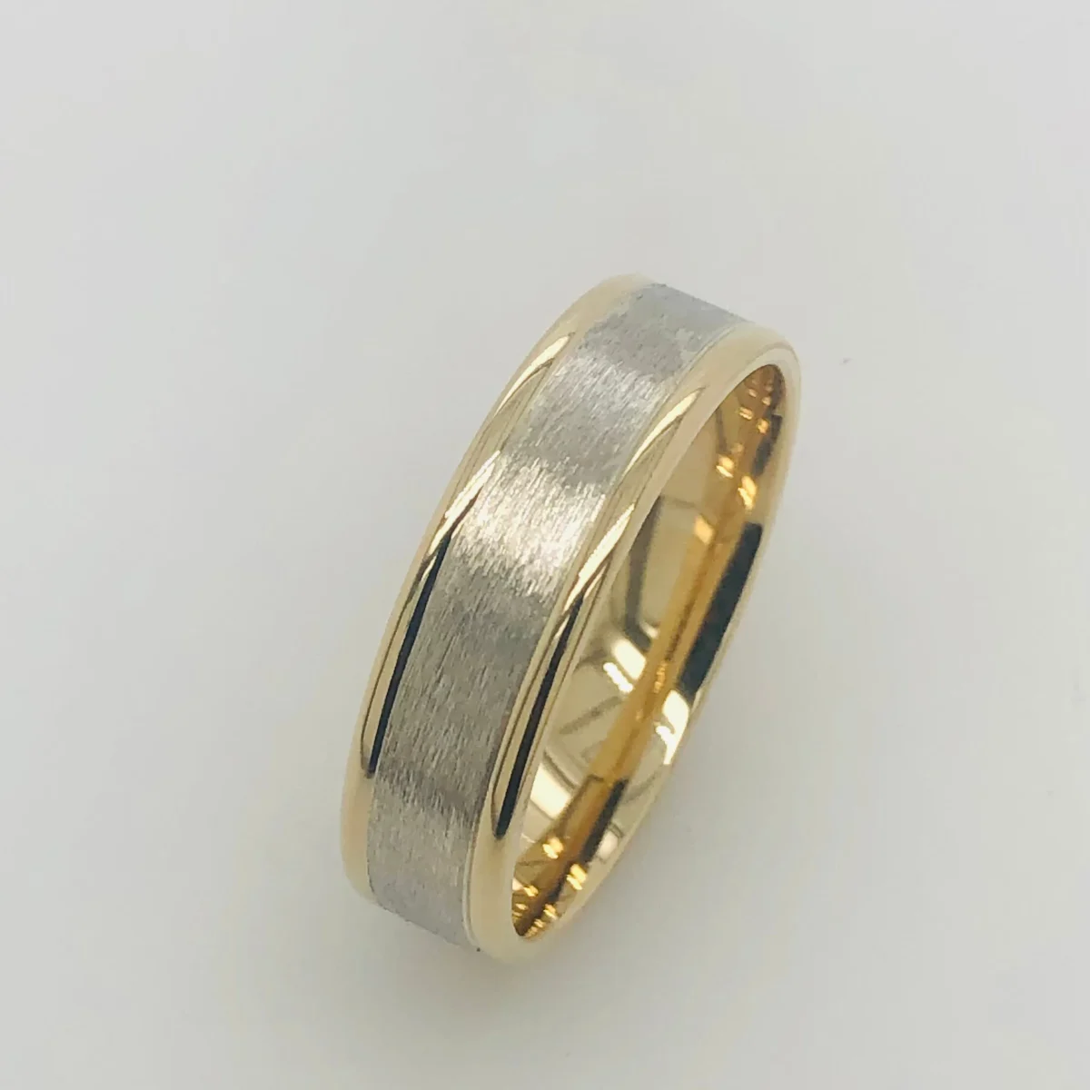 9ct Yellow & White Gold Wedding Ring 6mm Wide