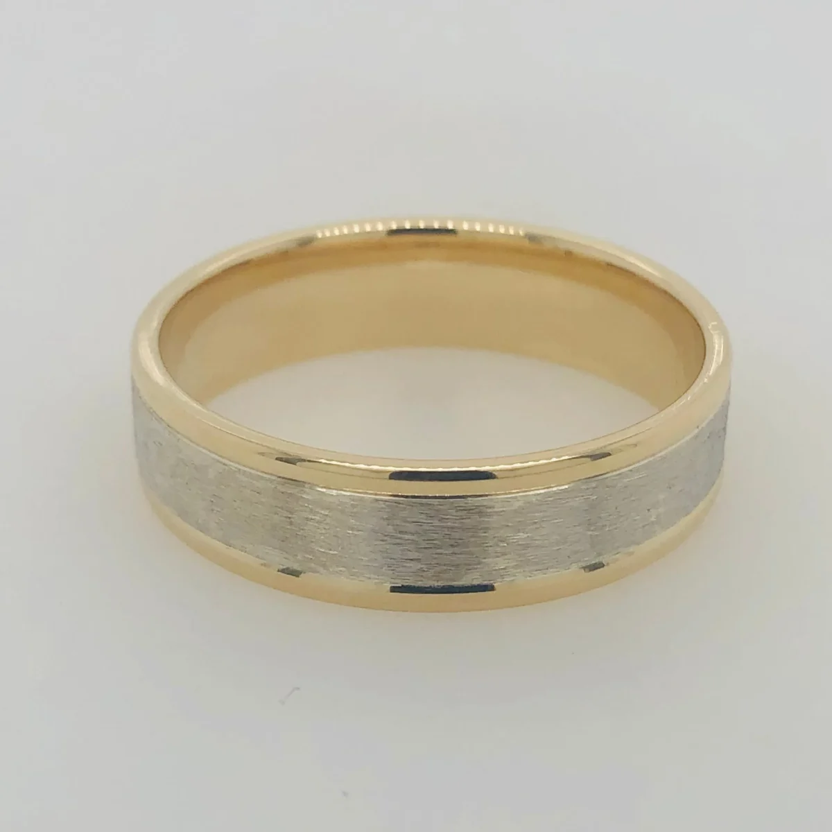 9ct Yellow & White Gold Wedding Ring 6mm Wide