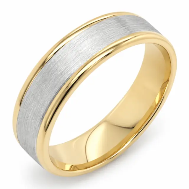 9ct Yellow & White Gold Wedding Ring 6mm Wide