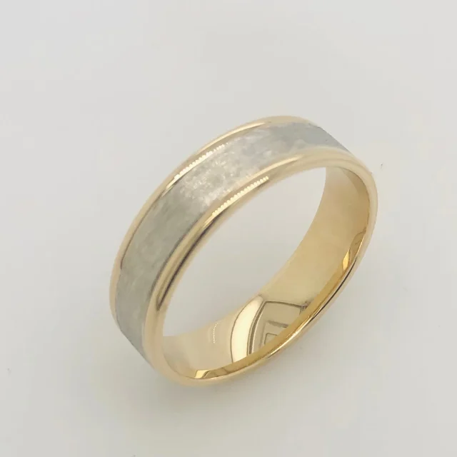 9ct Yellow & White Gold Wedding Ring 6mm Wide
