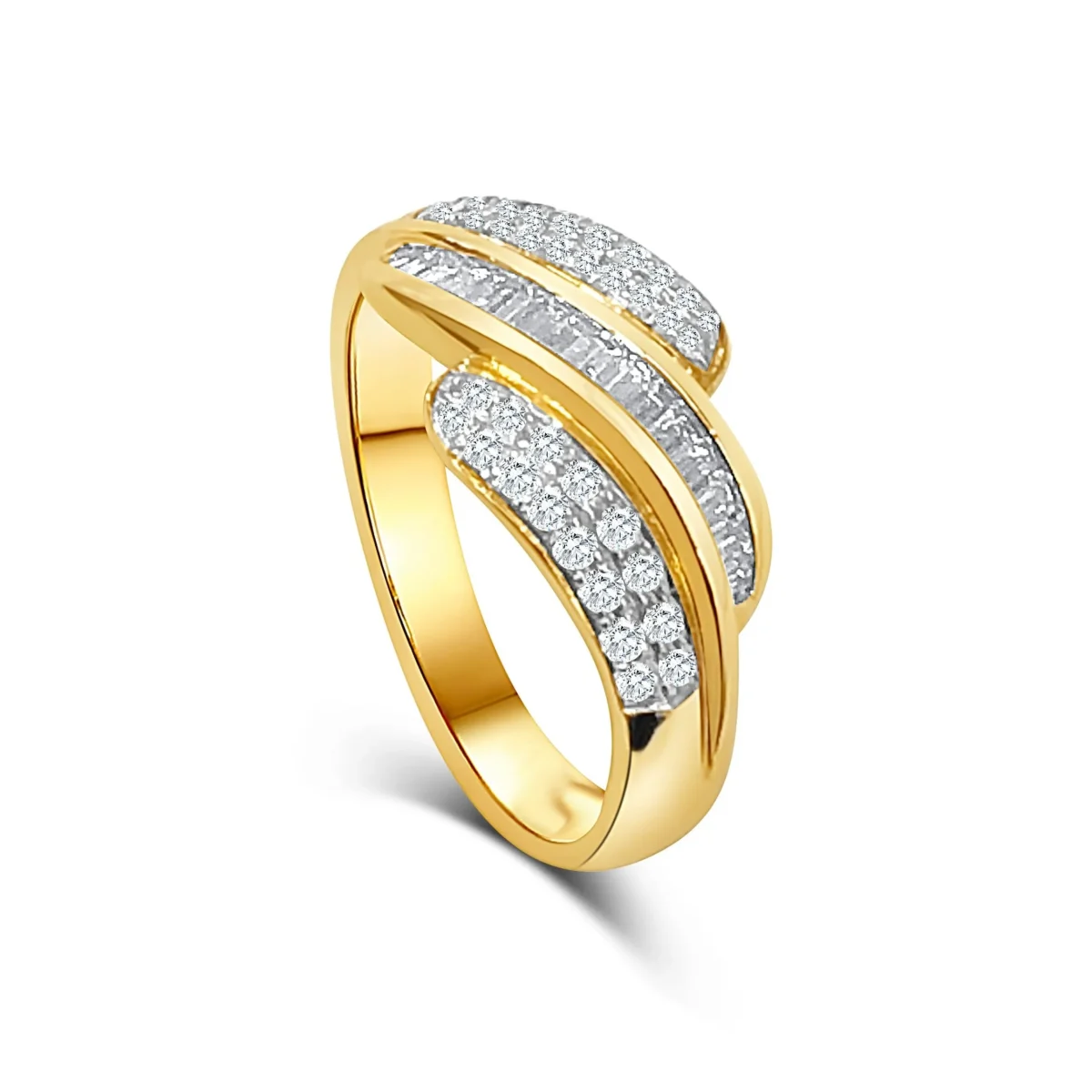 9ct Yellow Diamond Crossover Diamond Ring with 0.50ct TDW