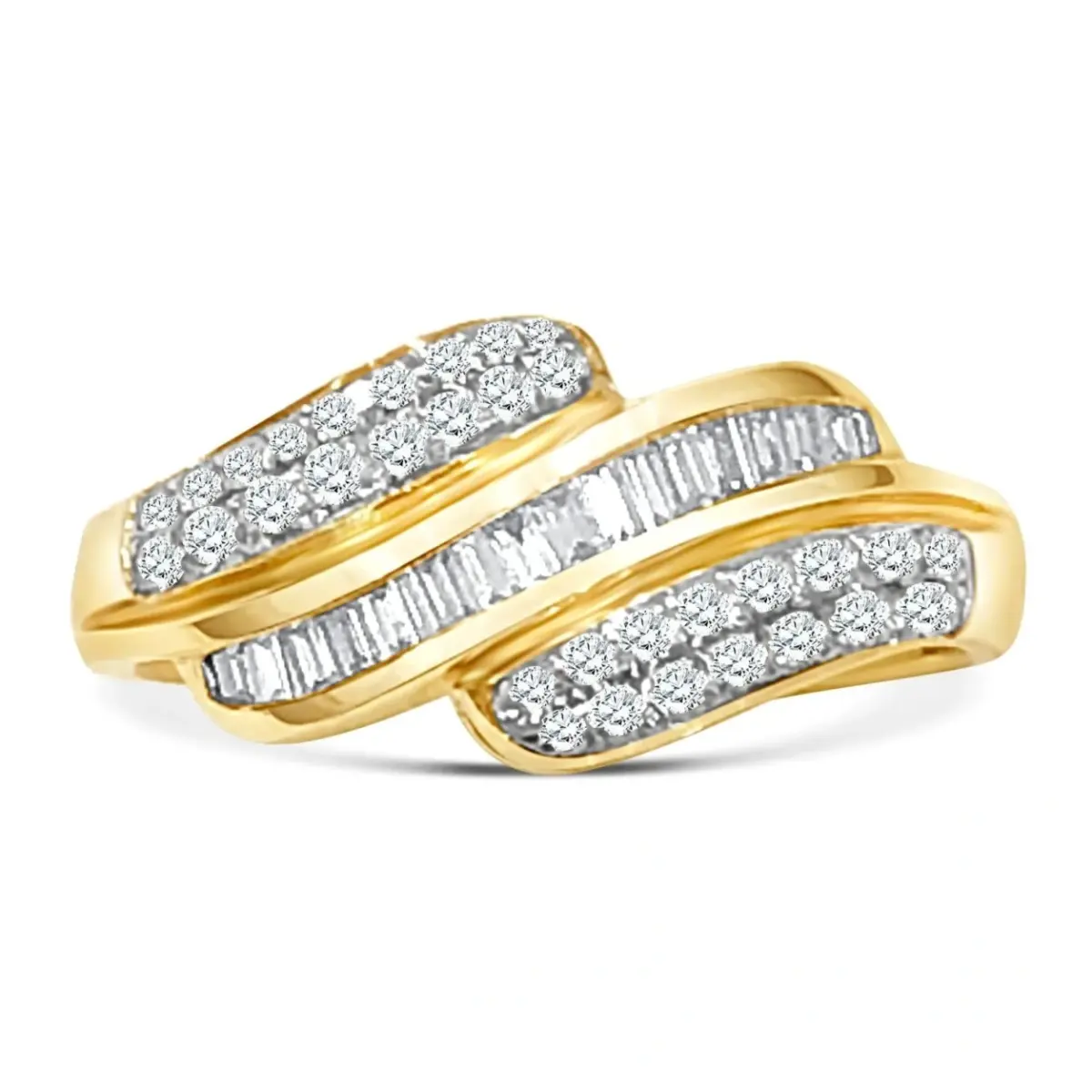 9ct Yellow Diamond Crossover Diamond Ring with 0.50ct TDW
