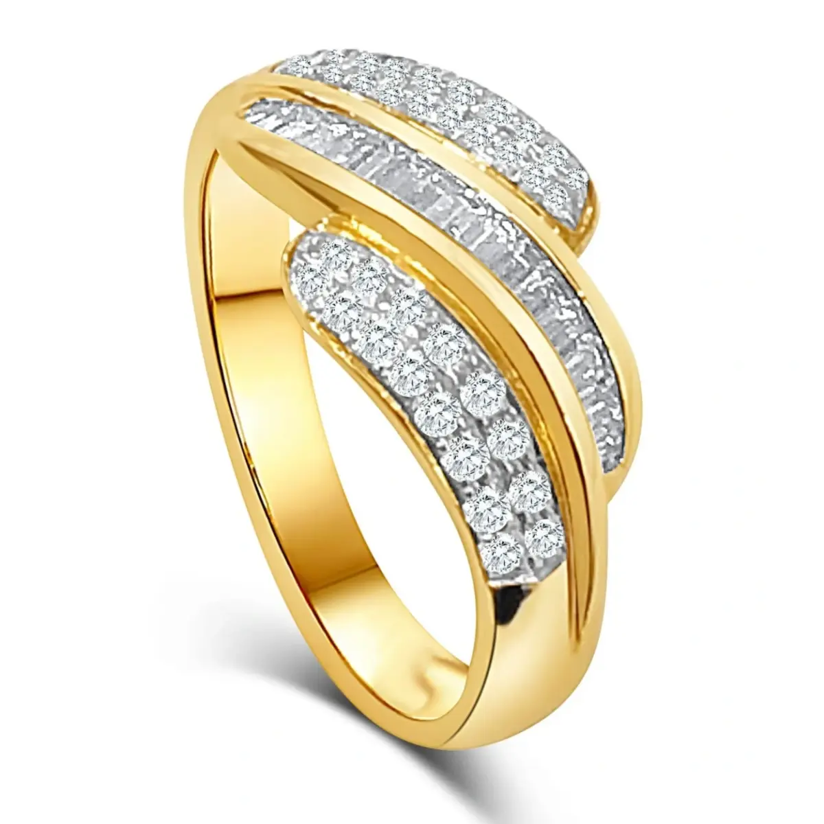 9ct Yellow Diamond Crossover Diamond Ring with 0.50ct TDW