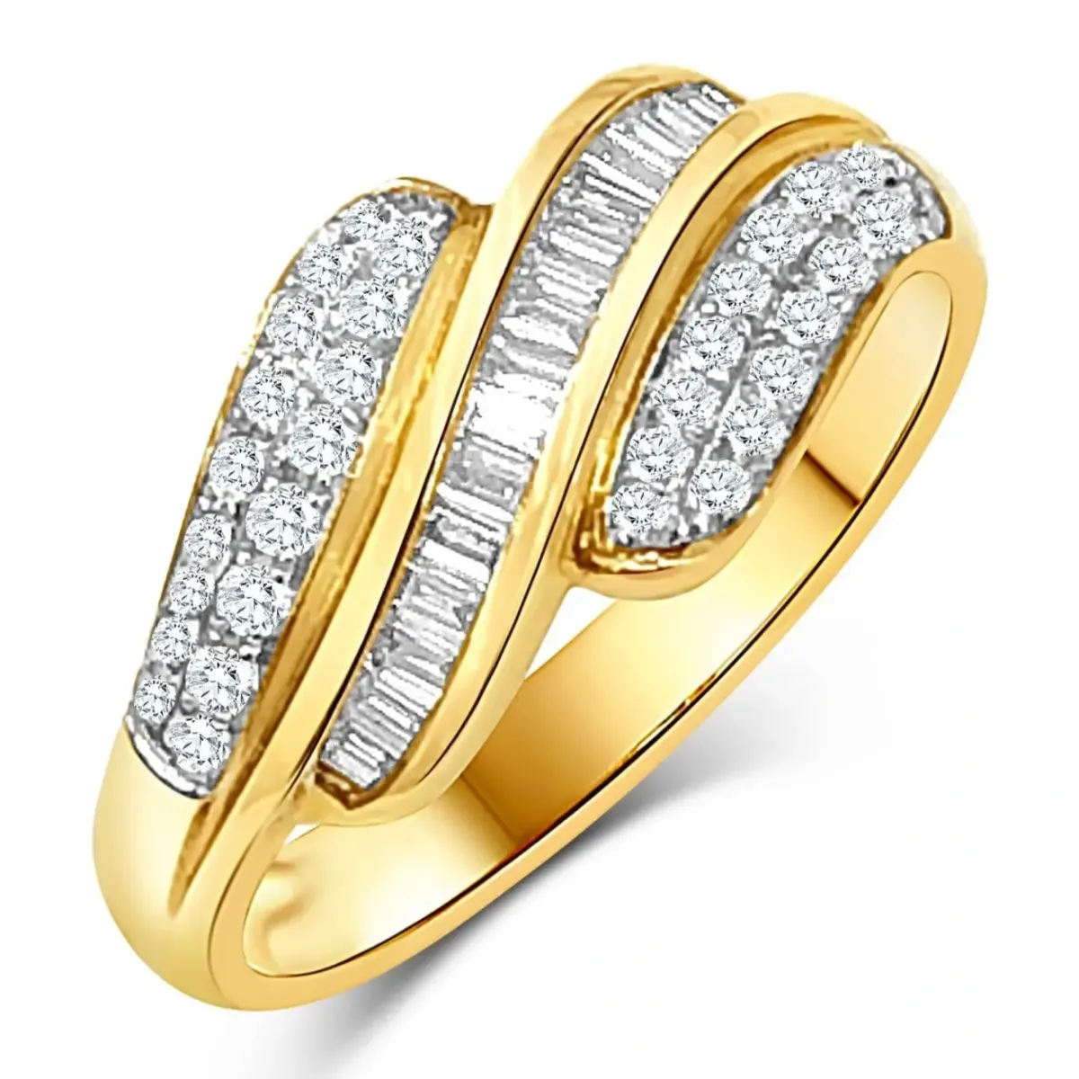 9ct Yellow Diamond Crossover Diamond Ring with 0.50ct TDW