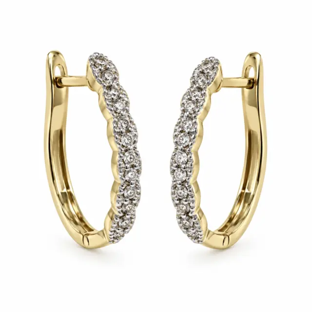 9ct Yellow Gold 0.20ct Diamond Hoop Earrings