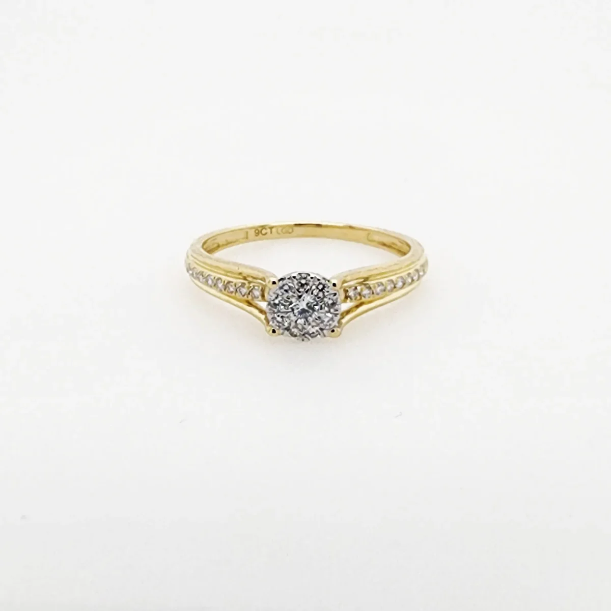9ct Yellow Gold 0.22ct Lab-Grown Diamond Cluster Engagement Ring - AURG1108