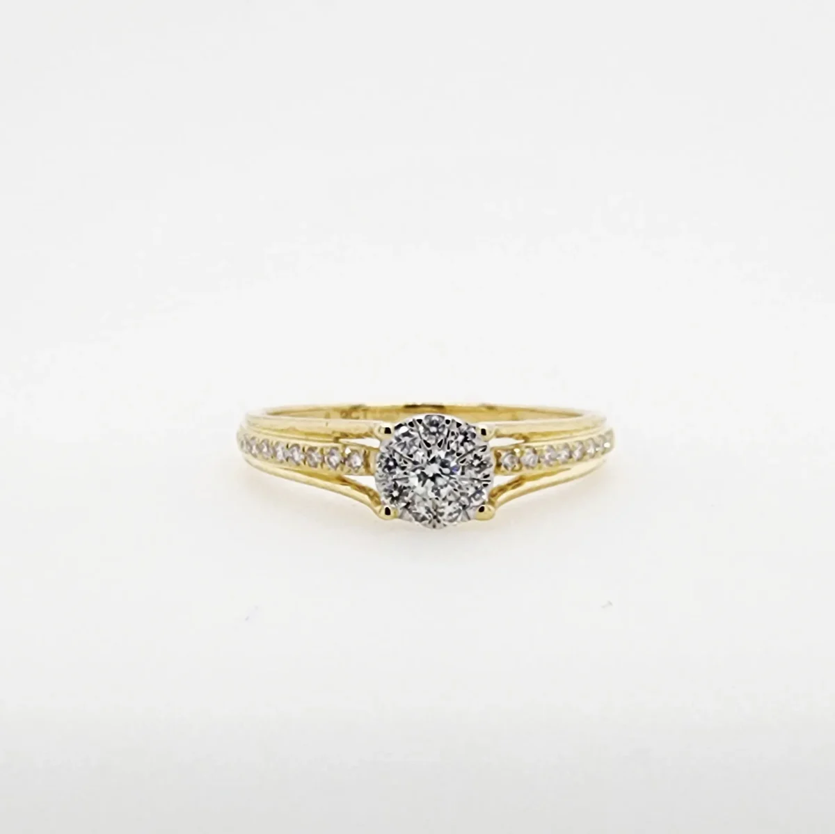 9ct Yellow Gold 0.22ct Lab-Grown Diamond Cluster Engagement Ring - AURG1108