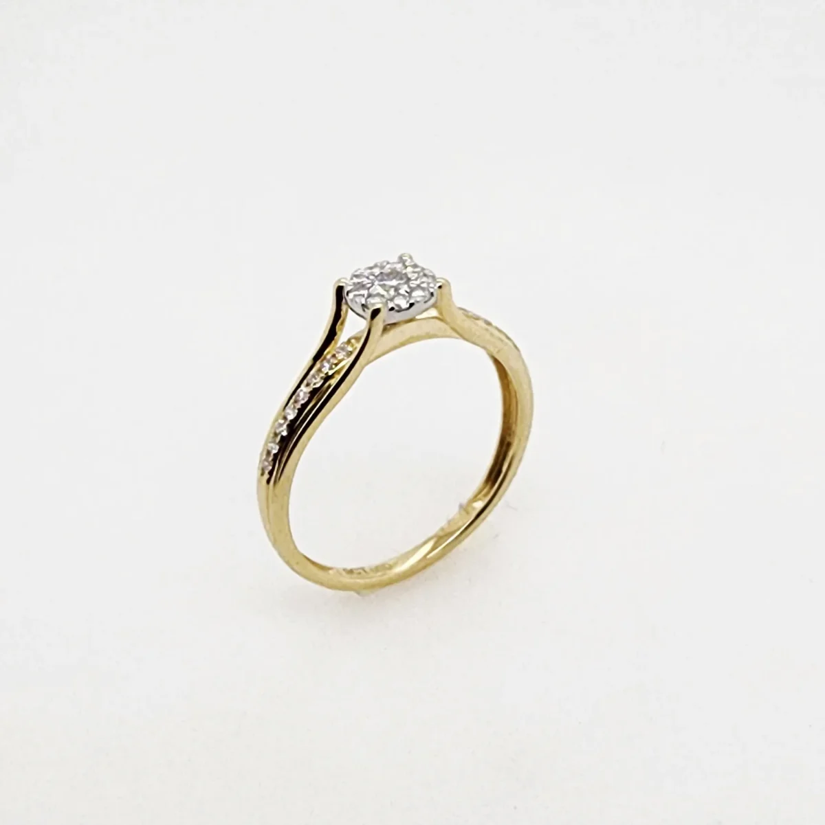 9ct Yellow Gold 0.22ct Lab-Grown Diamond Cluster Engagement Ring - AURG1108
